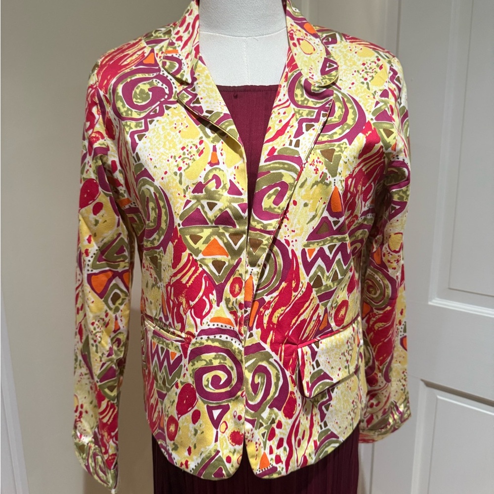 Colorful Women's Blazer with Artistic Patterns